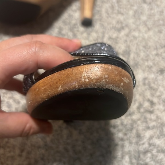 Michael Kors Wooden Platform Glitter Mule Size 5.5M - Picture 4 of 8